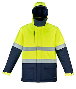 ZJ553 Syzmik Unisex Hi-Vis Day/Night Antarctic Softshell Jacket, Yellow/Navy, Si&hellip;