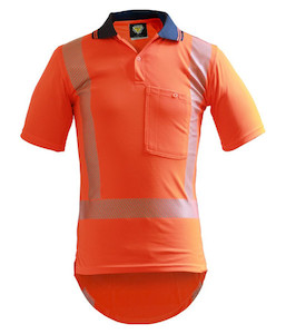 PCP1241 Caution Hi-Vis TTMC-W22 Short Sleeve Segmented Tape Microfibre Polo, Ora&hellip;