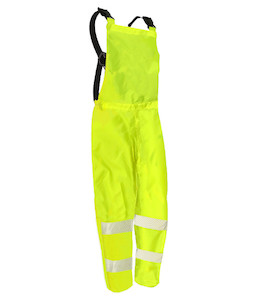 Jackets & Rainwear: 801175 Safe-T-Tec Essentials PU Coated Bib Trousers, Yellow with Tape, Sizes S to 8XL - Safety Equipment NZ, Tauranga, Hamilton, Cambridge, Rotorua, BOP