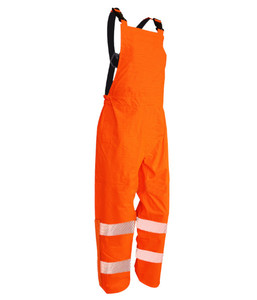 Jackets & Rainwear: 801178 Esko Hi-Vis Essentials Waterproof Flame Retardant Day/Night PU Coated Bib Rain Trousers, Orange, Sizes S to 8XL - Safety Equipment NZ, Tauranga, Hamilton, Cambridge, Rotorua, BOP