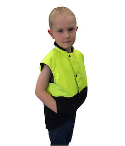 PCO1320 Caution Childrens Hi-Vis Oilskin Sleeveless Vest, Yellow/Brown, Sizes 4 &hellip;