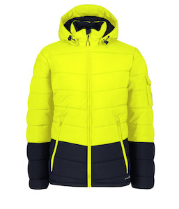 ZJ240 Syzmik Unisex Day Only Streetworx Hooded Puffer Jacket, Yellow/Navy, Sizes&hellip;