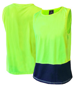 Singlets & Tees: 801096 Safe-T-Tec Day Only Singlet, Yellow/Navy, Sizes S to 8XL - Safety Equipment NZ, Tauranga, Hamilton, Cambridge, Rotorua, BOP
