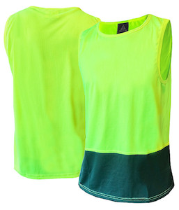 Singlets & Tees: 802001 Safe-T-Tec Day Only Singlet, Yellow/Bottle, Sizes S to 8XL - Safety Equipment NZ, Tauranga, Hamilton, Cambridge, Rotorua, BOP