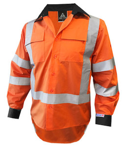 801149 Safe-T-Tec TTMC-W22 Day/Night 155gsm RIPSTOP Cotton Shirt, Orange/Black, &hellip;