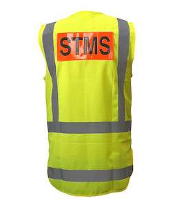 Ttmc W22 Compliant: PCV1504 Caution STMS TTMC-W22 Safety Vest, Yellow, Size 3XS to 14XL - Safety Equipment NZ, Tauranga, Hamilton, Cambridge, Rotorua, BOP