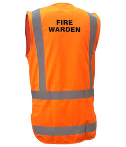 Vests: PCV1506 Caution Day/Night Fire Warden Safety Vest, Orange, Sizes 3XS to 10XL - Safety Equipment NZ, Tauranga, Hamilton, Cambridge, Rotorua, BOP