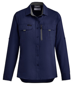 ZW760 Syzmik Womens Outdoor Long Sleeve Shirt, Navy, Sizes 6 to 24 - Safety Equi&hellip;