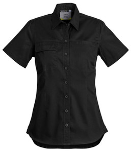 Shirts: ZWL120 Syzmik Womens Lightweight Tradie Short Sleeve Shirt, Black, Sizes 8 to 24 - Safety Equipment NZ, Tauranga, Hamilton, Cambridge, Rotorua, BOP