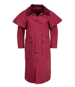Jackets & Coats: 2046 Outback Oilskin Womens Matilda Duster, Berry, Sizes S to 2XL - Safety Equipment NZ, Tauranga, Hamilton, Cambridge, Rotorua, BOP