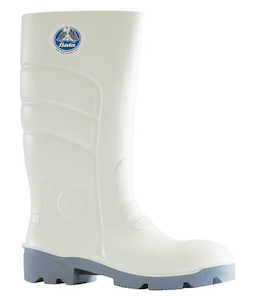 Gumboots: 892-12012 Bata Worklite 400ml PU White/Grey Steel Toe Safety Gumboot, Sizes 4 to 14 - Safety Equipment NZ, Tauranga, Hamilton, Cambridge, Rotorua, BOP