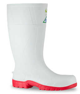 Gumboots: 892-15010 Bata Safemate 400ml PVC White/Red Steel Toe Safety Gumboot, Sizes 3 to 15 - Safety Equipment NZ, Tauranga, Hamilton, Cambridge, Rotorua, BOP