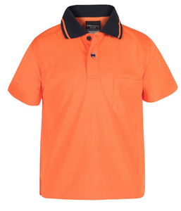 6HVNC JB's Childrens Hi Vis Non Cuff Traditional Polo, Orange, Sizes 2 to 10 - S&hellip;
