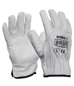 Gloves: E280 Esko 'The Rigger' Premium Cowhide A Grade Leather Gloves, Sizes S to 4XL (sold per 12 pairs) - Safety Equipment NZ, Tauranga, Hamilton, Cambridge, Rotorua, BOP