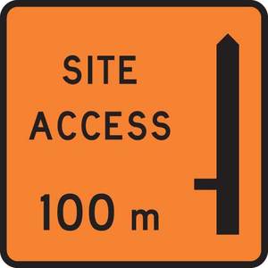 Site Access “X” meters on left Sign – Level 2