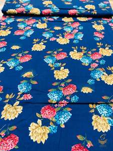 Cotton: Nevi blue colour beautiful floral print cotton Fabric (per meter) 108cm