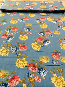 Cotton: Grey colour beautiful floral print cotton Fabric (per meter) 108cm