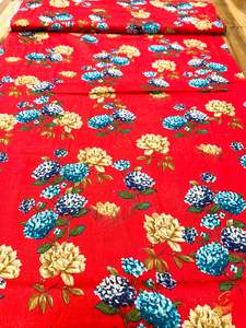 Red colour beautiful floral print cotton Fabric (per meter) 108cm