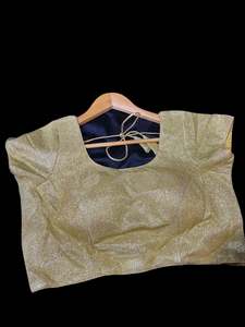 Gold color Shimmery work padded blouse (extra fabric inside to expand the size)b&hellip;
