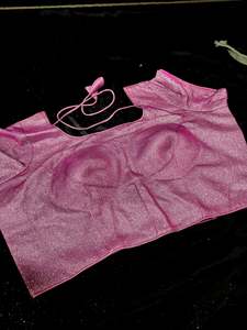 Purple Pink color Shimmery work padded blouse (extra fabric inside to expand the&hellip;