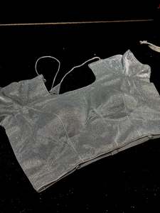 Dark Grey color Shimmery work padded blouse (extra fabric inside to expand the s&hellip;