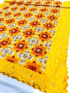 Phulkari Dupatta: Pure chiffon based very Heavy work Phulkari dupatta all over stone work and mirror