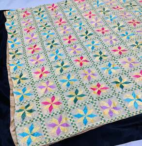 Phulkari Dupatta: Pure chiffon based very Heavy work Phulkari dupatta all over stone work