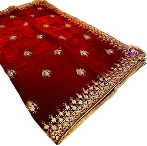 Velvet based heavy embroidery with stone work Bridal Dupatta