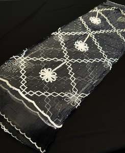 White and black color Pure chiffon based soft embroidery & lace work-border dupa&hellip;