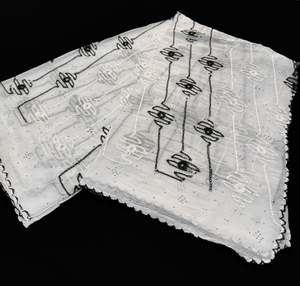 White and black color Pure chiffon based soft embroidery & lace work-border dupa&hellip;