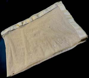 Golden color Netting based stone work design with pearls beaded lace work dupatta