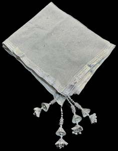 Plain Dupatta: Silver color Netting based stone work design with heavy tessels & lace work dupatta