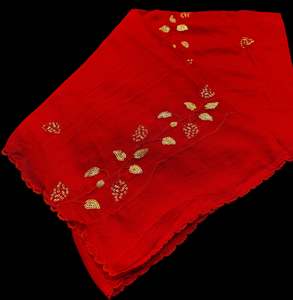Plain Dupatta: Pure chiffon based embroidery design with sequins work dupatta