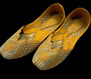 Mustard Color Pure leather very soft double cushioned based embroidery work Beau&hellip;