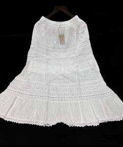 Embroidered Lucknow Chikankari White pure Cotton Skirt elastic waist (free size )