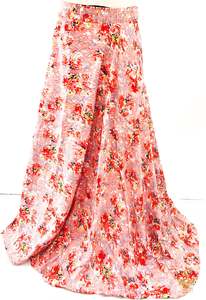 Pink beautiful floral print soft fabric multi flared skirts
