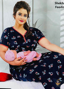 Cotton Lycra based Printed fabric(stretchable) women's nighty (size 44-46) &hellip;