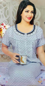 Cotton based Printed fabric women's nighty (size 46) Length-55 inch (Front button open)