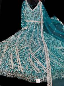 (Video clip attached ) Teal color Netting based heavy Embroidery With Sequined W&hellip;