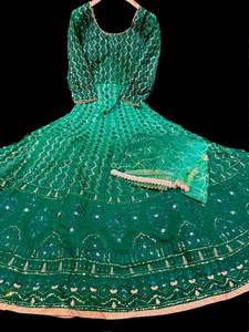 Netting Based Lakhnavi Embroidery Work With Sequins Work All Over Lehnga And Cro&hellip;