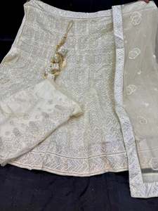 (Video clip attached )Party wear cream color multicoloured sequined and embroide&hellip;