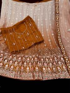 Ombré shades Netting based embroidery work multiflared beautiful lehnga with em&hellip;