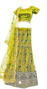Size 42(upto 46) Deep Olive green with Peacock Blue colour shimmer thread embroi&hellip;