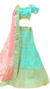 Size 40(upto 44) seafoam green colour golden shimmer thread embroidery work desi&hellip;