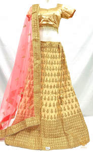 Size 40(upto 44) Tan Beige colour golden shimmer thread embroidery work design l&hellip;