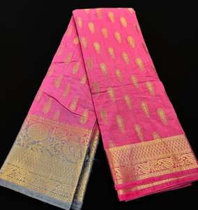 Beautiful soft art Silk Saree with contrast border , blouse and beautiful Zari Pallu