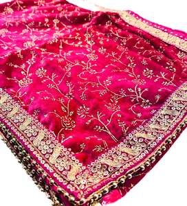 Hot Pink colour velvet based golden print work Dulha Sherwani shawl