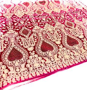 Hot Pink colour velvet based golden embroidery work Dulha Sherwani shawl