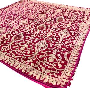 Hot Pink colour velvet based golden embroidery work Dulha Sherwani shawl