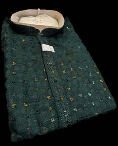 Dark Green color rayon based Chikankari with sequinned work Men’s short length&hellip;